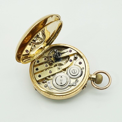 18ct Yellow Gold Cased Stauffer & Co Open Faced Hunters Pocket Watch - 37g