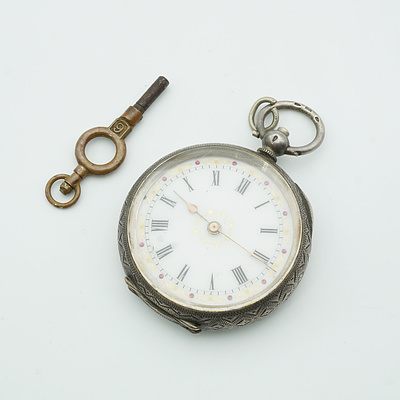 Engraved Sterling Silver Open Faced Hunters Pocket Watch
