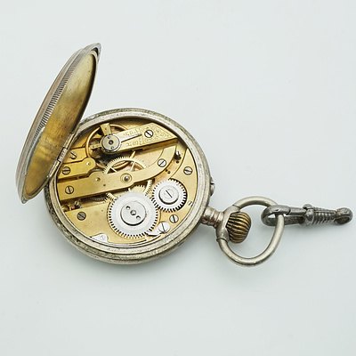 Ornately Faced Cylindre Six Rubis Hunters Pocket Watch