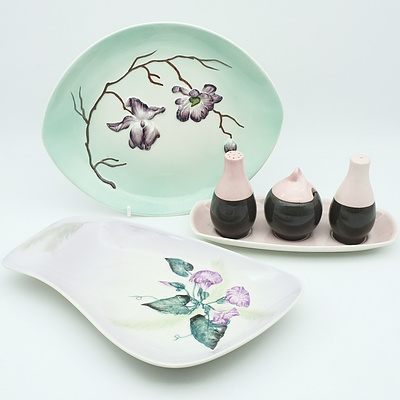 Group of Carlton Ware Hand Painted Porcelain Dishes and a Salt and Pepper Set