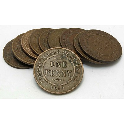 Australian George V Penny 1919 (10 Coins)