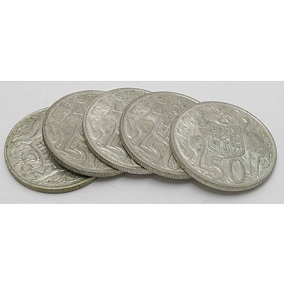 Australian 1966 Round Silver 50 Cent Coins