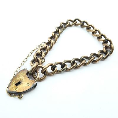 9ct Rolled Gold Baby Curb Link Bracelet with Heart Lock