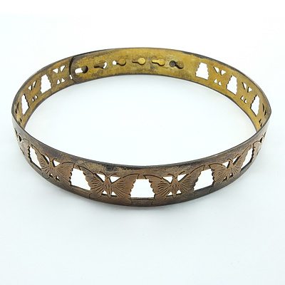 9ct Rolled Gold Bangle With Belt Style Lock and Butterfly Pattern