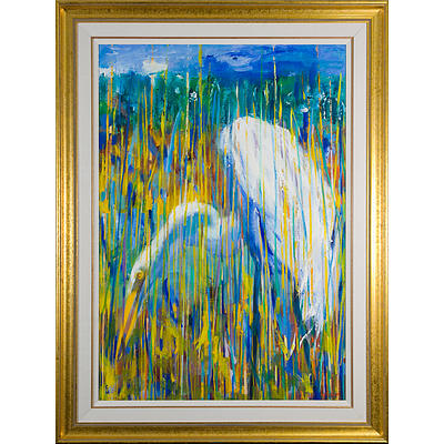 Frank Hodgkinson (1919-2001) Great Egret Circa 1993, Oil on Linen Board