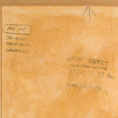 Frank Hodgkinson (1919-2001) Great Egret Circa 1993, Oil on Linen Board