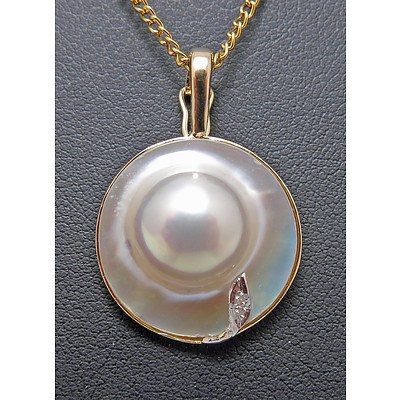 14ct Gold Mabe Pearl Pendant/Pearl Enhancer