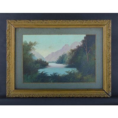 CAMPBELL, Percy (2): Lake with Skiff & River Valley with Peaks (29x45cm)