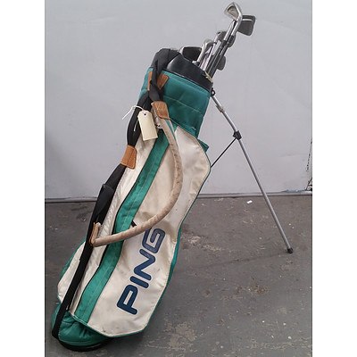Ping Golf Bag with 12 Clubs and Accessories