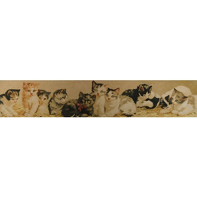 Circa 1900 Lithograph 'Yard of Cats.'