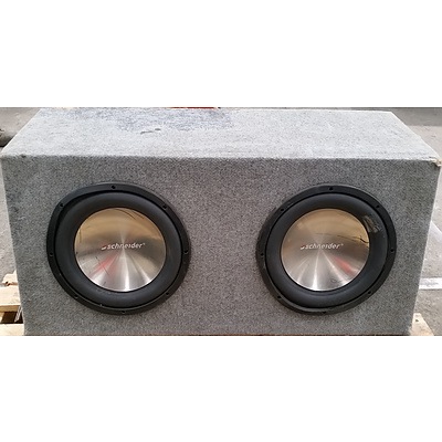 Two Schneider 10 Inch Speakers and Speaker Box