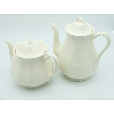 Wedgwood Queen's Ware White Teapot and Coffee Pot
