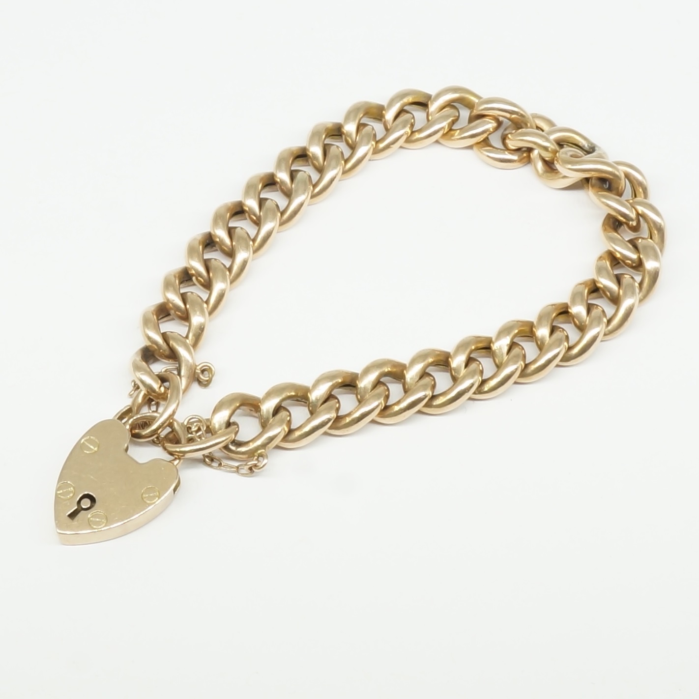 '9ct Rose Gold Hollow Curb Link Bracelet'