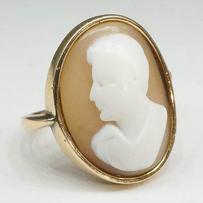 Antique 18ct Yellow Gold Cameo Ring with Male Portrait