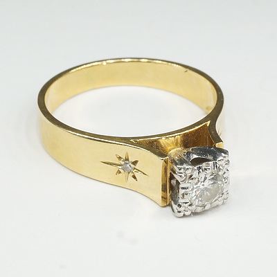 18ct Yellow Gold with Platinum Settings Diamond Engagement Ring