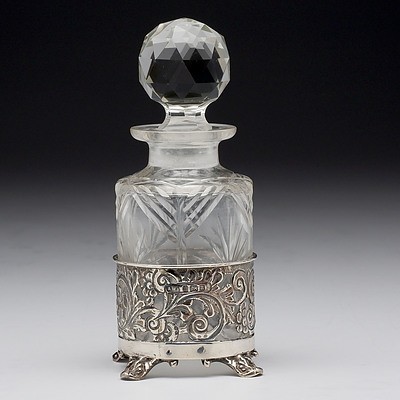 Sterling Silver and Cut Glass Vinegar Bottle Arthur Willmore Pennington Birmingham 1900