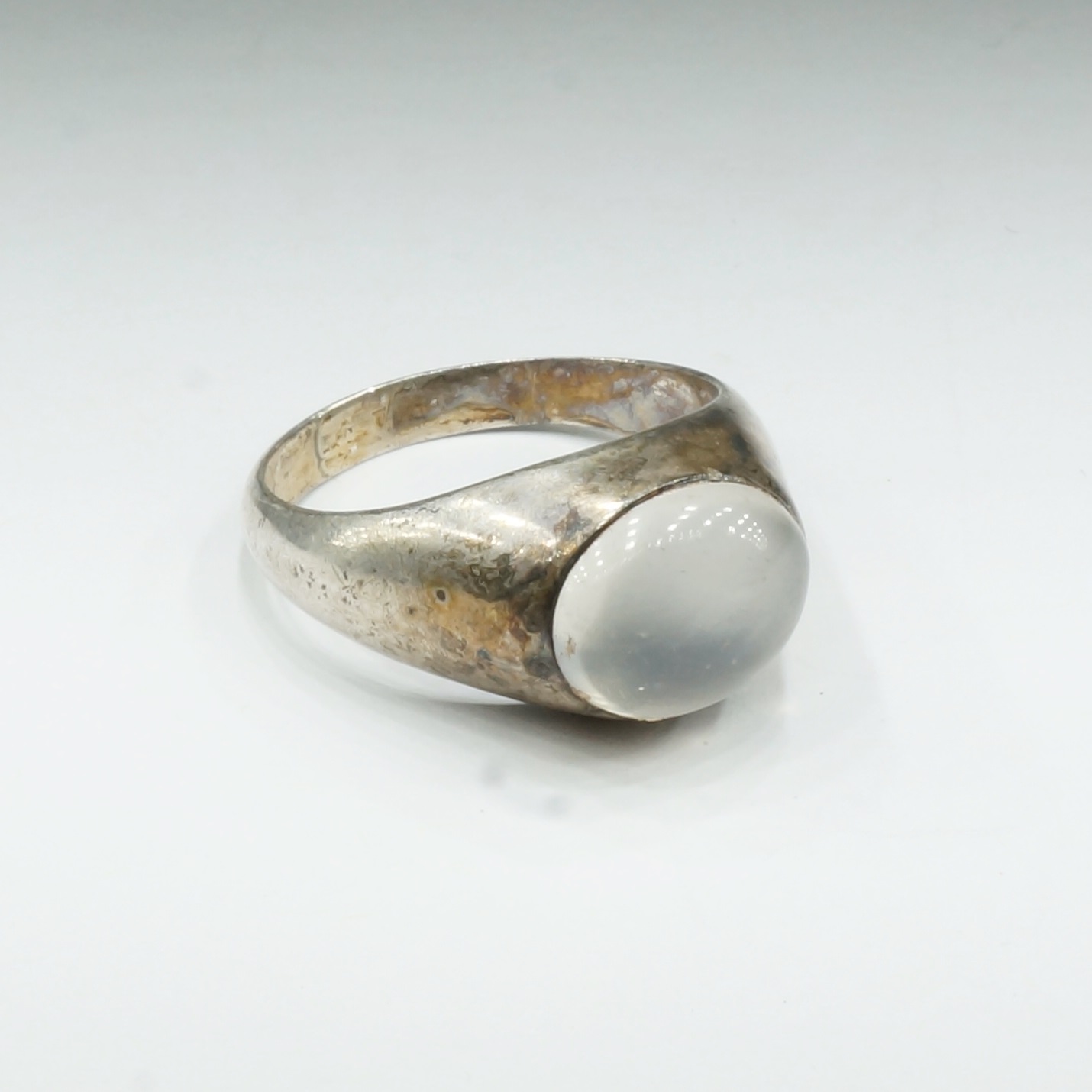 'Silver and Moon Stone Gents Ring '