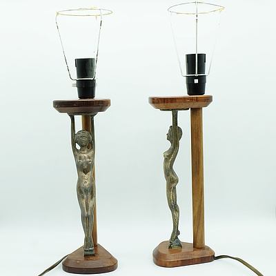 Pair of Art Deco Diana Lamps