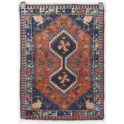Small Persian Hand Knotted Wool Pile Mat