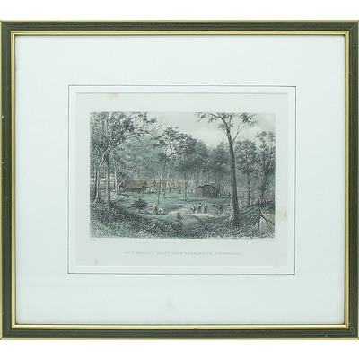 New Zealand Gully Near Roehampton Hand Coloured Engraving J.Carr and T.Heawood