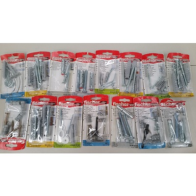 Fischer Wall Plugs, Screws and Hooks - Lot of 80 Packets