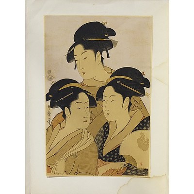 Ukiyo-E Utamaro Mid 20th Century Print