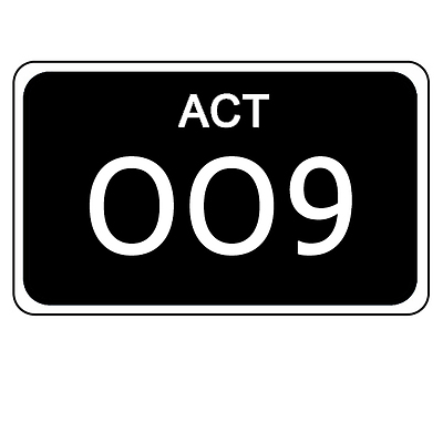 ACT Number Plate OO9 (letter o, letter o, number 9)