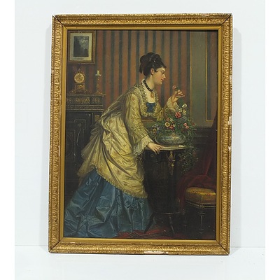 F. Piereck (Working 19th Century) Lady in Her Bonds 1875 Oil on Board