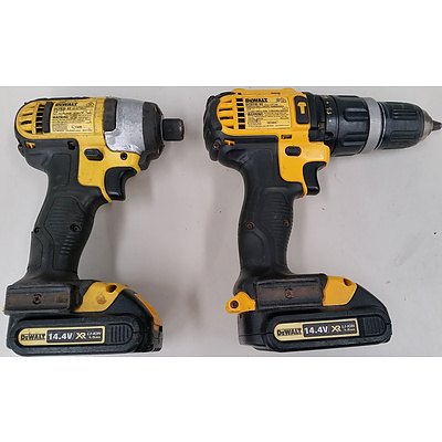 DeWalt 14.4V Cordless Impact Driver and DeWalt 14.4V Cordless Hammer Drill
