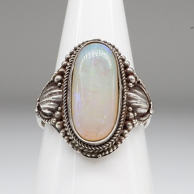 Sterling Silver and Crystal Opal Ring