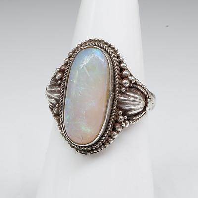 Sterling Silver and Crystal Opal Ring