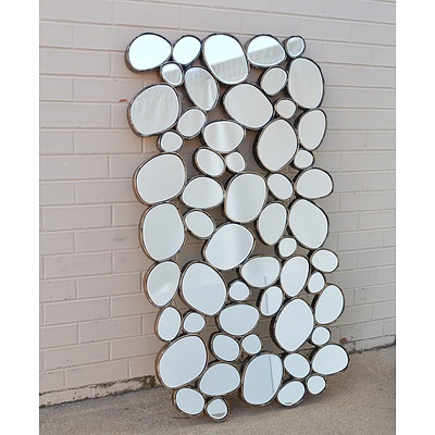 Contemporary Beveled Glass Bubble Pattern Mirror