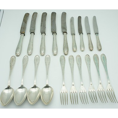 Group of Crested German 800 Silver Flatware