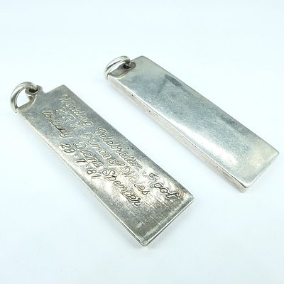Two Sterling Silver Ingot Pendants