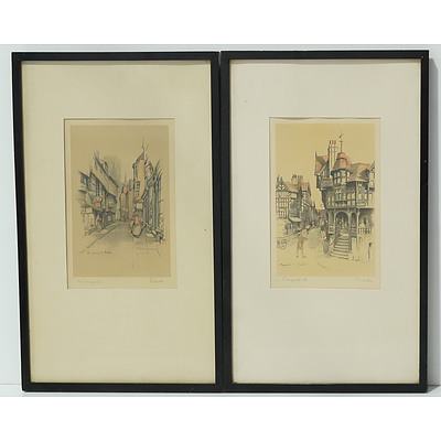 Two Framed Offset Prints, Including Eastgate St Chester and Stonegate York