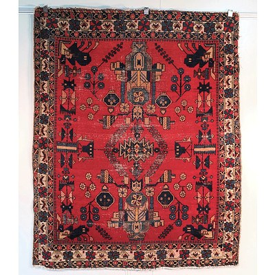 Antique Hand Knotted Wool Pile Caucasian Rug Early 20th Century