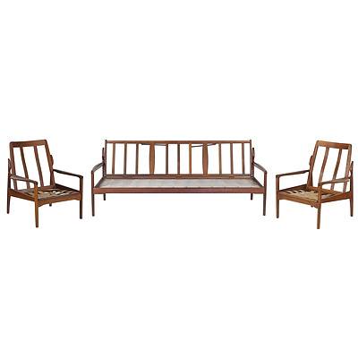 Fler Narvik Teak Daybed Lounge and Pair of Armchairs 1960s
