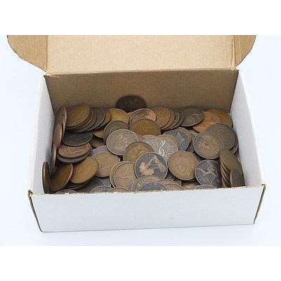 Large Group of Bronze Coins from Countries such as Australia, England, France and New Zealand