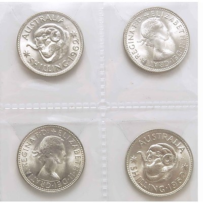 Australia Silver Shillings 1962 (x4)