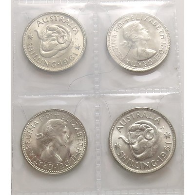 Australia Silver Shillings 1961 (x4)