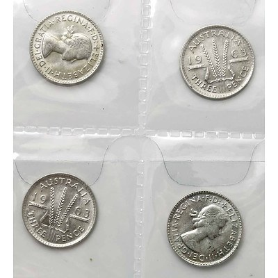 Australia Silver 3 Pences 1963 (x4)