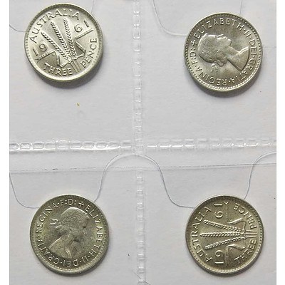 Australia Silver 3 Pences 1961 (x4)