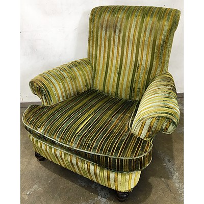 Retro Green Fabric Upholstered Armchair