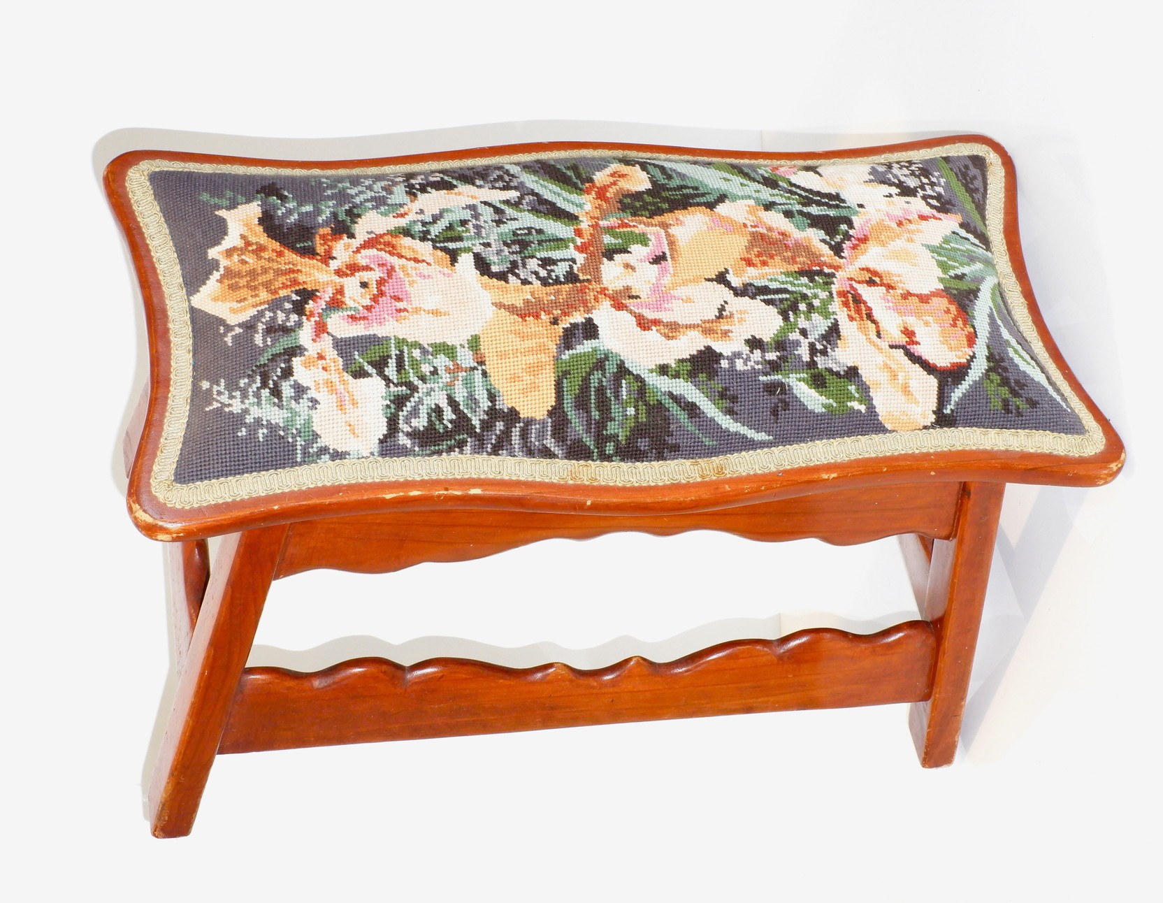 'Vintage Tapestry Upholstered Footstool'