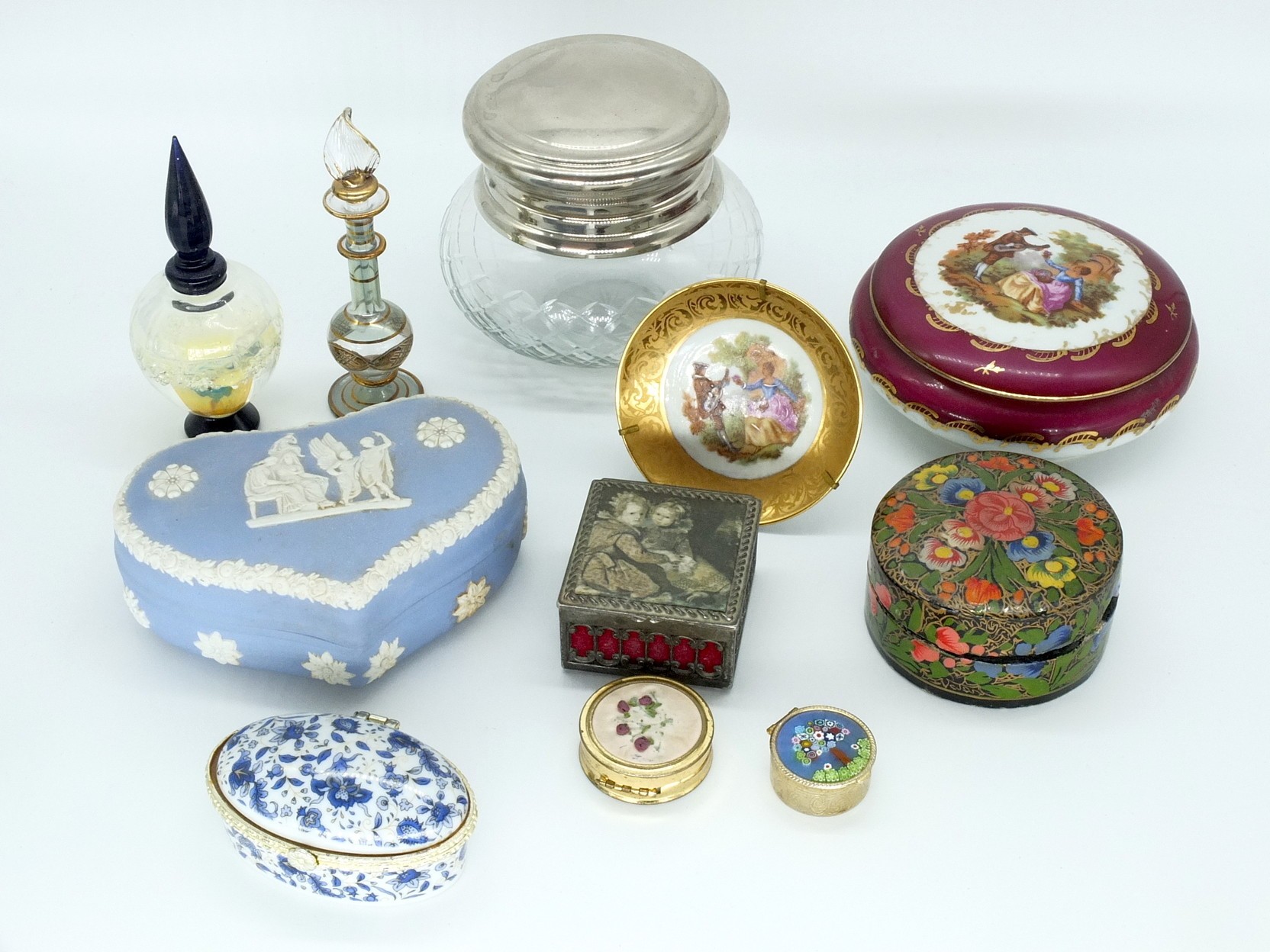 'Group of Jewellery and Trinket Boxes, Including Wedgwood, Limoges, and More'