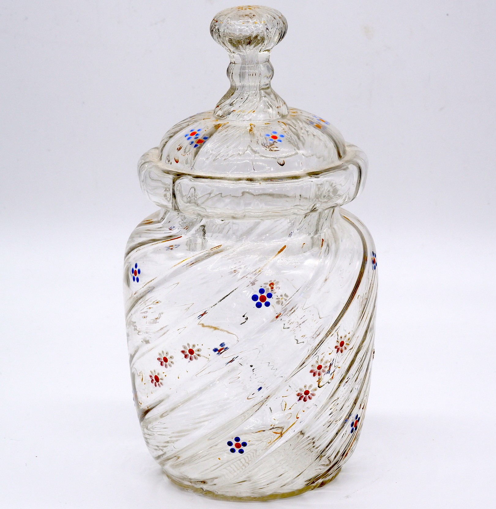 'Victorian Enamelled Mould Blown Glass Jar'