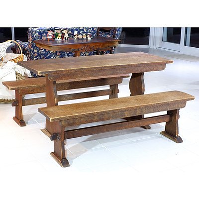 Vintage Maple Refectory Table and Bench Seats