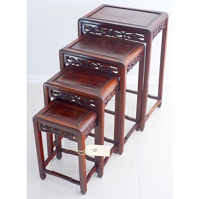Nest of Vintage Chinese Rosewood Tables