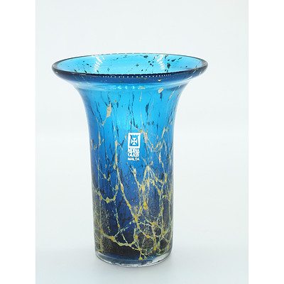 Mdina Malta Blue and Green Glass Vase