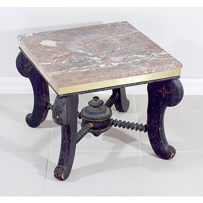 Victorian Ebonized Stand with Later Adapted Marble Top